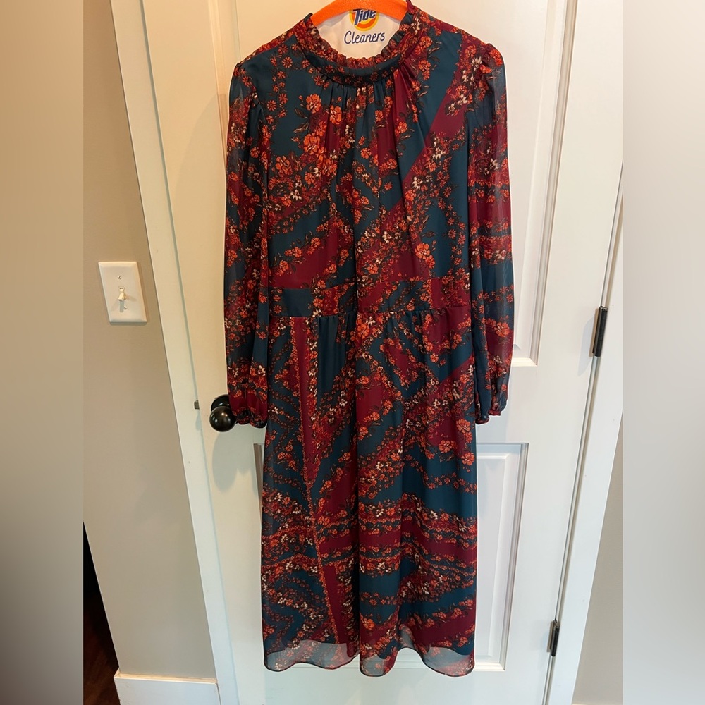 Julia Jordan Red and Blue Long Sleeve Dress - Picture 4 of 8